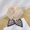 Шарфы Женщины плюшевые шарф уютный зимний теплый имитация мехового креста с точечной печатью для женщин для женщин