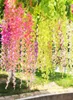 Imitation wisteria blommor falskt violetta takblommor rotting kryptering inomhus bröllop dekoration plast rotting växter9877168