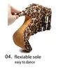 Dance Shoes Women High Top Latin Leopard Flannel Ballroom Boots For Ladies Soft Sole Heel Sandals Dancing