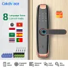 Lås 8 Språk Tuya Smart App WiFi Fingerprint Door Lock IC Card Digital Code Electronic Reader Home Security Mortise