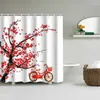 Shower Curtains Peach Blossom Bathing Curtain Bathroom Waterproof With 12 Hooks Home Deco Free Ship