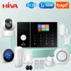 Kits Système d'alarme de sécurité HIVA pour Home GSM WiFi Tuya Smart Life Control Control Burglar Alarm Kit avec capteur de porte Travail avec Alexa