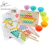 Детские игрушки Montessori Wood Hands Training Clip Clip Beads Bozzle Board Math Game Baby Раннее образование для детей 240401