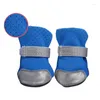 Abbigliamento per cani 4pcs/set scarpe traspirabili stivali antiscivolo protettori cinghie riflettenti cinghia orsacchiotto netto comodo stile sottile