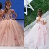 Klänningar Isabella Blush Lace Arabiska 2016 Flower Girl Dresses Tulle Child Pageant Dresses Holy Communion Flower Girl Wedding Dresses