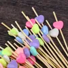 100 Pcs 12cm Cocktail Picks Creative Handmade Heart Shape Bead Appetizer Picks Fruit Toothpicks Party Supplies