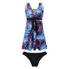 Women's Swimwear Ladies Summer Beach Fashion Split Leaf Flower Print Large Swimsuit Womens Swimming Suits With Skirt