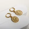 Boucles d'oreilles Jinhui Vintage Round Pendante Sun Moon Gravure Gold Couleur en acier inoxydable Fashion Simple Women's Bijoux