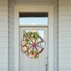 Fleurs décoratives couronne de printemps pivoine artificielle et roue réaliste 18x19.6 pouces décoration pour les cheminées murs décor durables