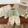 Clothing Sets Children's Super Cute Set 0-5-year-old Spring Kids Wear Baby Striped Sweater Pants Toddler Two Piece