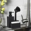 Flytande tvåldispenser 3 i 1 pumpflaska badrum bänkskivsvamphållare el hem kök tillbehör bärbar lätt att använda