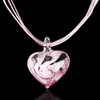 Colliers pendants Murano Bijoux Fleurs en spirale Collier Verre Cœur Fleur Ribbon