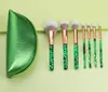 Makeup Brushes Fashion 7st Matcha Green Set med gratis väska blandning Powder Eye Face Glitter Brush Tool Kit Maquillaje