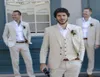 Nieuwste jas pant ivory beige tux strand linnen mannen pakken trouwpak man zomer blazer huwelijk bruidegom tuxedos 3 stukjacketp4697497