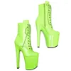 Chaussures de danse Laijianjinxia 20cm / 8 pouces Green Pu Upper High Heel plate-forme Pole Botte