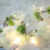 Dekorativa blommor 220 cm Cherry Blossom Vine Gardening Home Decor Accessories Wedding Indoor Outdoor Artificial LED Light String