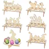 Beddengoed sets paasdecoratie voor huis houten ei -houder planken Diy Craft Handmade ornamenten kinderen cadeau gelukkig feest decor 2024