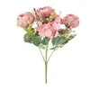 Decorative Flowers 30cm Rose Silk Peony Artificial Flower Bouquet Head Bud Bride Artifi Fake Wedding Home Decoration