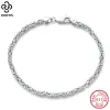 Bangles Rinntin 925 Sterling Silver Italian 2.5mm Handmade Flat Byzantine Chain Bracelet for Women Luxury Bracelet Fine Jewelry SB122