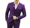 Tre del Purple Evening Party Formal Men Suits 2018 Trim Fit hacked Lapel Custom Made Wedding Tuxedos Jacket Pants Vest7495823