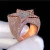 Iced Out HipHop 925 Sterling Silver Men Anneaux Luxury Baguette VVS Moisanite Hip Hop Star Ring