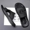 Slippers Black Gebreide sandalen voor heren binnen en buiten zomerschoenen Beach Casual Romeinse slides Cool Street Fashion