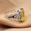 Cluster Rings Yellow Crystal Hollowed Out Carved Ring Jewelry Boastful Hand