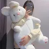 Big Lazy Rabbit Plüschpuppen weiches weißes weißes Hasen Tierspielzeug Baby Schlafkissen Kawaii Kissen Dekor für Kinder Mädchen Geburtstagsgeschenk 240319