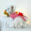 Hundkläder 1pc husdjurskläder vår/sommar röd rutig Alla hjärtans dag kärlek båge prinsessan klänning lämplig för små och medelstora hundar