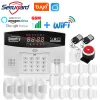 Kläder WiFi GSM Alarm System Tuya Smart Life App Control Alexa Google 433MHz Wireless Home Burglar Security Host LED -skärm