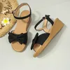 Chaussures habillées Femmes Bow Decor Sandales Sandales Elegant Elegant Outdoor Peep Toe Backle Sexy Pumps