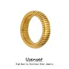 Clusterringe Ussenset 6 mm dicke 18K Gold plattiert Edelstahl Elastic Ring Fashion Custom Women Wrist Accessoires Rost Proof