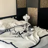 Battaniye basit Çin mürekkep tarzı battaniye siyah ve beyaz vintage bambu oturma odası kanepe klima şal