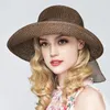 Summer Bow Ribbon Sun Hat Panama Womens Cap Bonnet Beach Straw Hats 240327