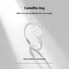 Camellia Ring for Women, Light Luxury Niche Design, S Silver Jewelry, Poym Peending Vegetarian Ring, Fashionable, Personalized and High-End Feeling