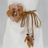 Belts Vintage Bohemian Thin Belt Summer Flower Decors Braided For