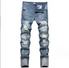 Heren jeans complex nostalgisch paarden stip hand bestrooid ambachtelijke gat patch foot mond mode denim broek voor kinderen designer jeans kids designer jeans jongens