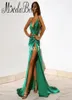 Modabelle Cheap V Neck Emerald Green Evening Dress Sexy Long Pleated High Slit Maxi Dinner Dress Cheap Red Party Gowns Runway 20185080626