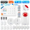 Kitler Kerui W184 4G WiFi Alarm Sistemi Merkez Birimi Tuka Akıllı Kablosuz GSM Alarm Kapı Sensörü Hırsız Desteği Alexagoogle Uygulama Kontrolü