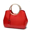 Bag 2024 Patent Leather Glossy Handbags Noble Atmosphere Portable Women's Shoulder Messenger Stereotyped