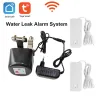 Detector Tuya WIFI Water Leakage Protection System 1/2" Smart Manipulator Valve & 2pc Tuya WIFI Water Sensor Protect Against Water Leaks