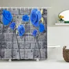 Shower Curtains 3D Beautiful Blue Rose Flower Butterfly Print Curtain Polyester Waterproof Home Decor Bathroom With Hook 180x200