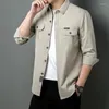 Koszulki męskie sukienki Mężczyzn Linen Shirt Wiosna formalna odzież jesienna elegancka towarzyska długi rękaw hawajski męski koszulka 6xl