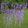 Dekorativa blommor 12st konstgjorda Wisteria Vine Simulated Flower Fake Plastic Silk Tak Garden Home Courtyard Decoration