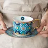 Filiżanki spodki w stylu europejskim kawa kubka złota krawędź kawy zestaw luksusowych ceramicznych zestawów herbaty meksykańskie kubki