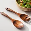 Forks Cooking Spoon And Fork Set Japanese-style Wooden Salad Pasta Log Utensils Suit