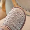 Boots Hiver Fur Girls Fashion Fashion Princess Snow Kids For Sequins Perle Water Drill Cotton Children Chaussures Marque