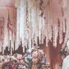Flores decorativas 10 piezas de glicinia artificial Vine de 29 pulgadas de larga duración Cadenas de flores de seda para la pared Boda Arch Farty Decoración del hogar