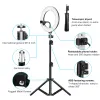 Monopodes 10 "Selfie RGB LED Round Locon Lampe avec stand Trépied Wireless Remote Photographic Éclairage pour le téléphone