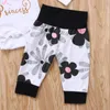 Clothing Sets Spring And Autumn Born Girl Baby Set Flower Letter Printed Jumpsuit Headband Three Piece Romper